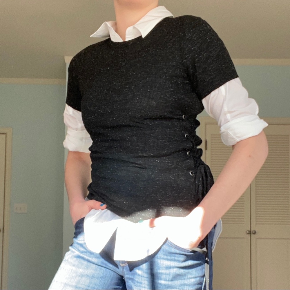 Unique Sparkly Goth Corset Sweater Top Shirt